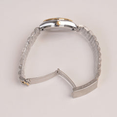 Two Tone Woman Silver Chain Watch Silver Dial