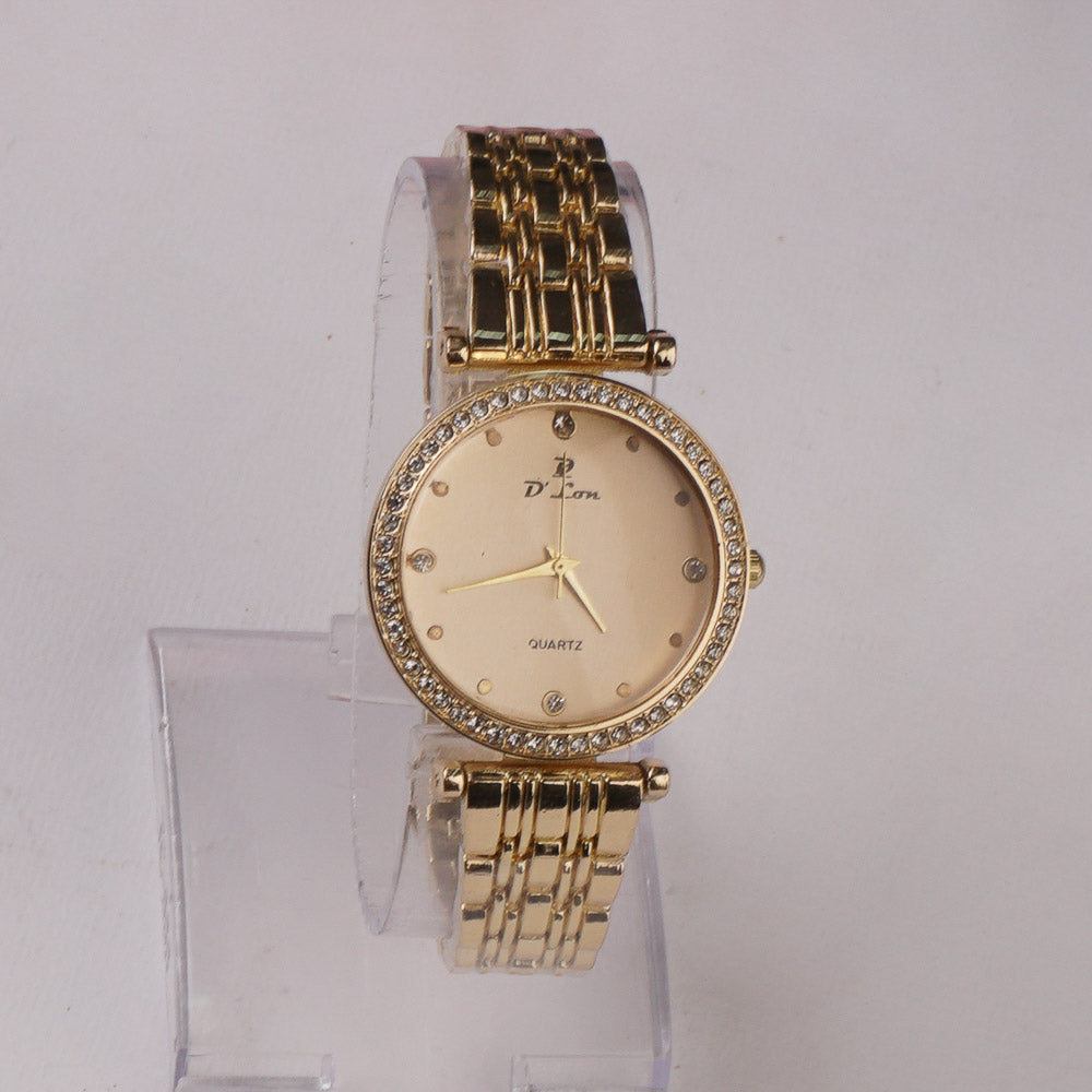 Womens Chain Wrist Watch Golden Golden