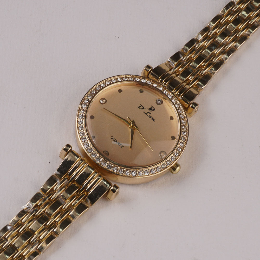 Womens Chain Wrist Watch Golden Golden