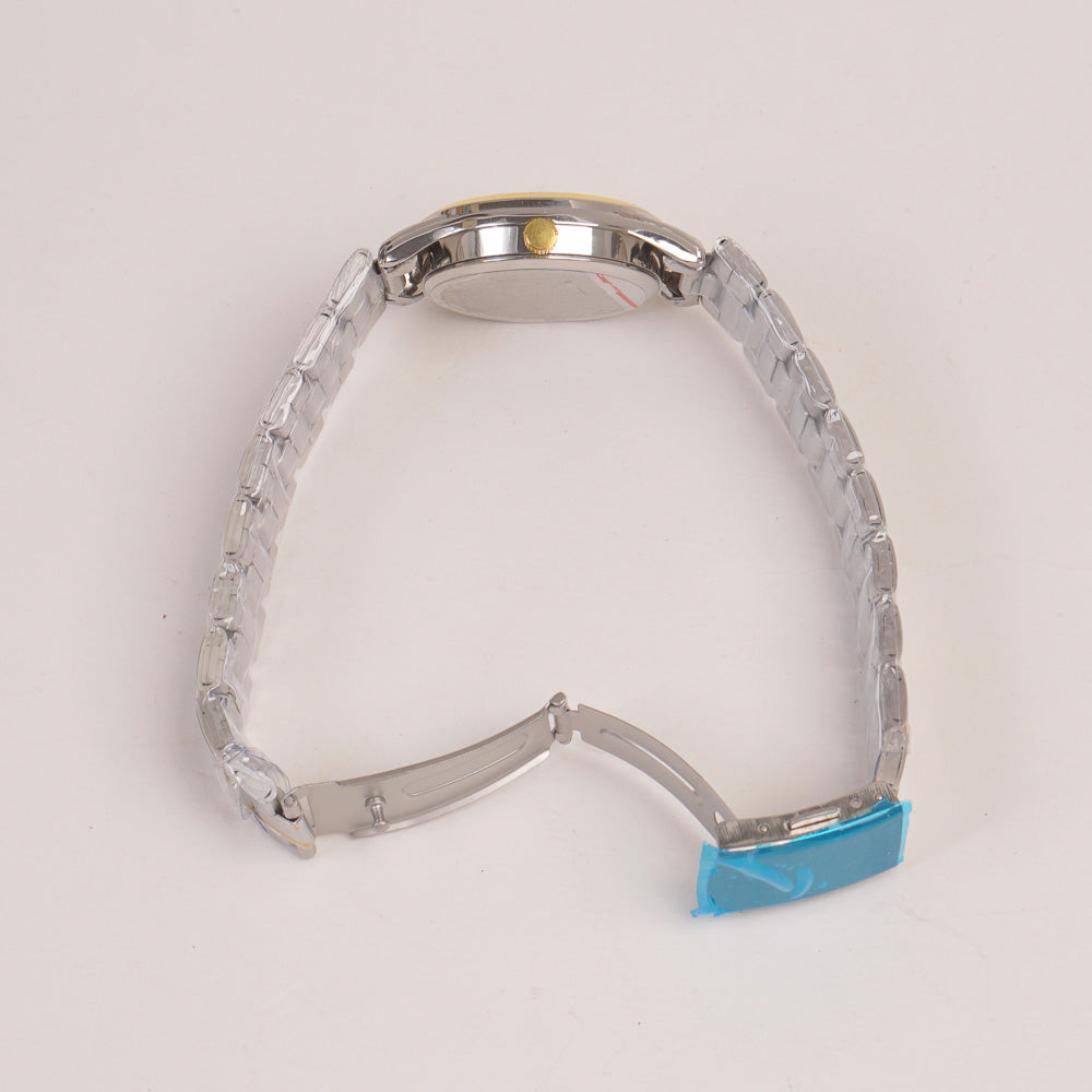 Two Tone Silver Chain Womans Watch White Dial