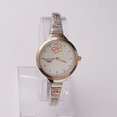 Two Tone Women Stylish Chain Wrist Watch Silver-Rosegold-W