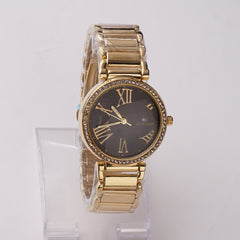 Women Stylish Chain Wrist Watch Golden-B