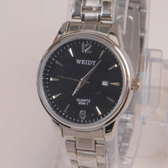 Silver Chain Womans Watch Black Dial