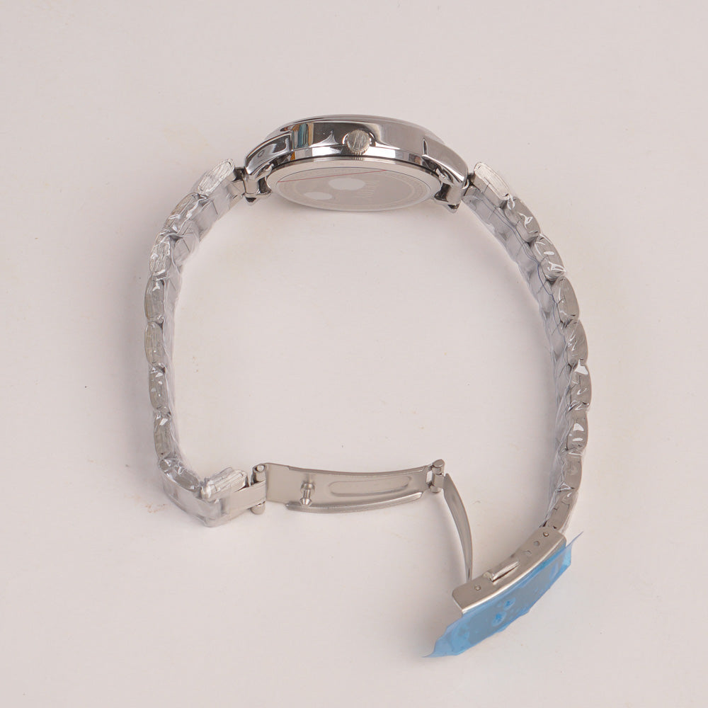 Silver Chain Womans Watch Black Dial