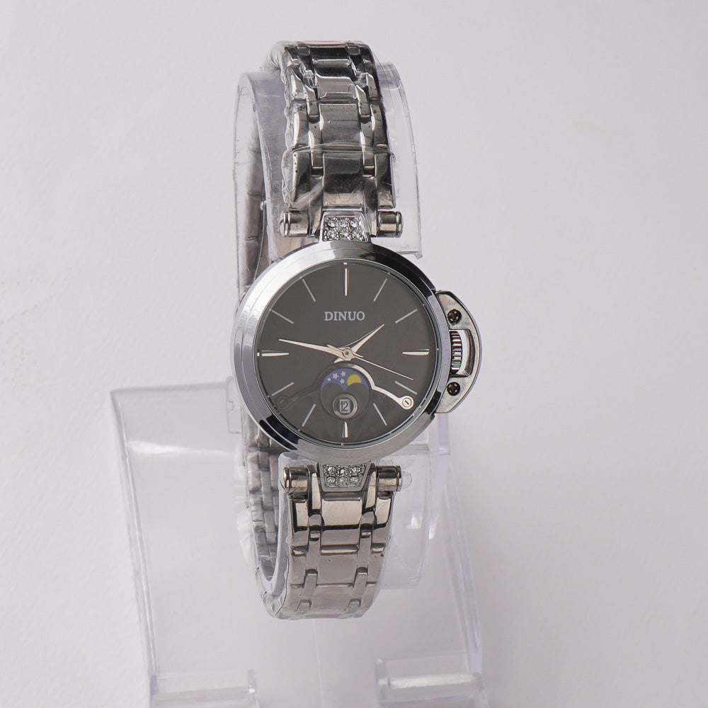 Women's Chain Watch Silver- Black