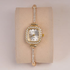 Golden Rosegold Chain Womans Watch Silver Dial