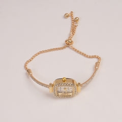 Golden Rosegold Chain Womans Watch Silver Dial