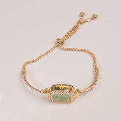 Golden Rosegold Chain Womans Watch Green Dial