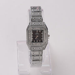 Womens Chain Wrist Watch Silver-Black