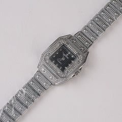 Womens Chain Wrist Watch Silver-Black