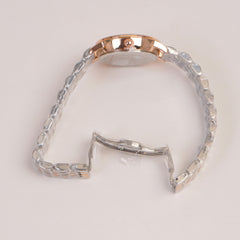 Two Tone Silver Chain Womans Watch Rosegold Dial