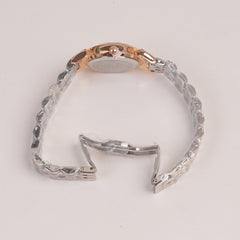 Two Tone Silver Chain Womans Watch Pink Dial