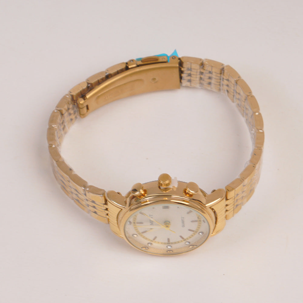 Golden Chain Womans Watch White Dial