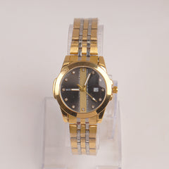 Golden Chain Womans Watch Black Dial
