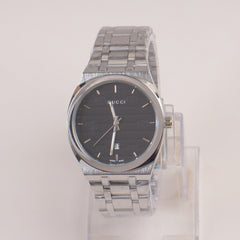 Mens Chain Silver Wrist Watch Black Dial