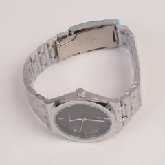 Mens Chain Silver Wrist Watch Black Dial