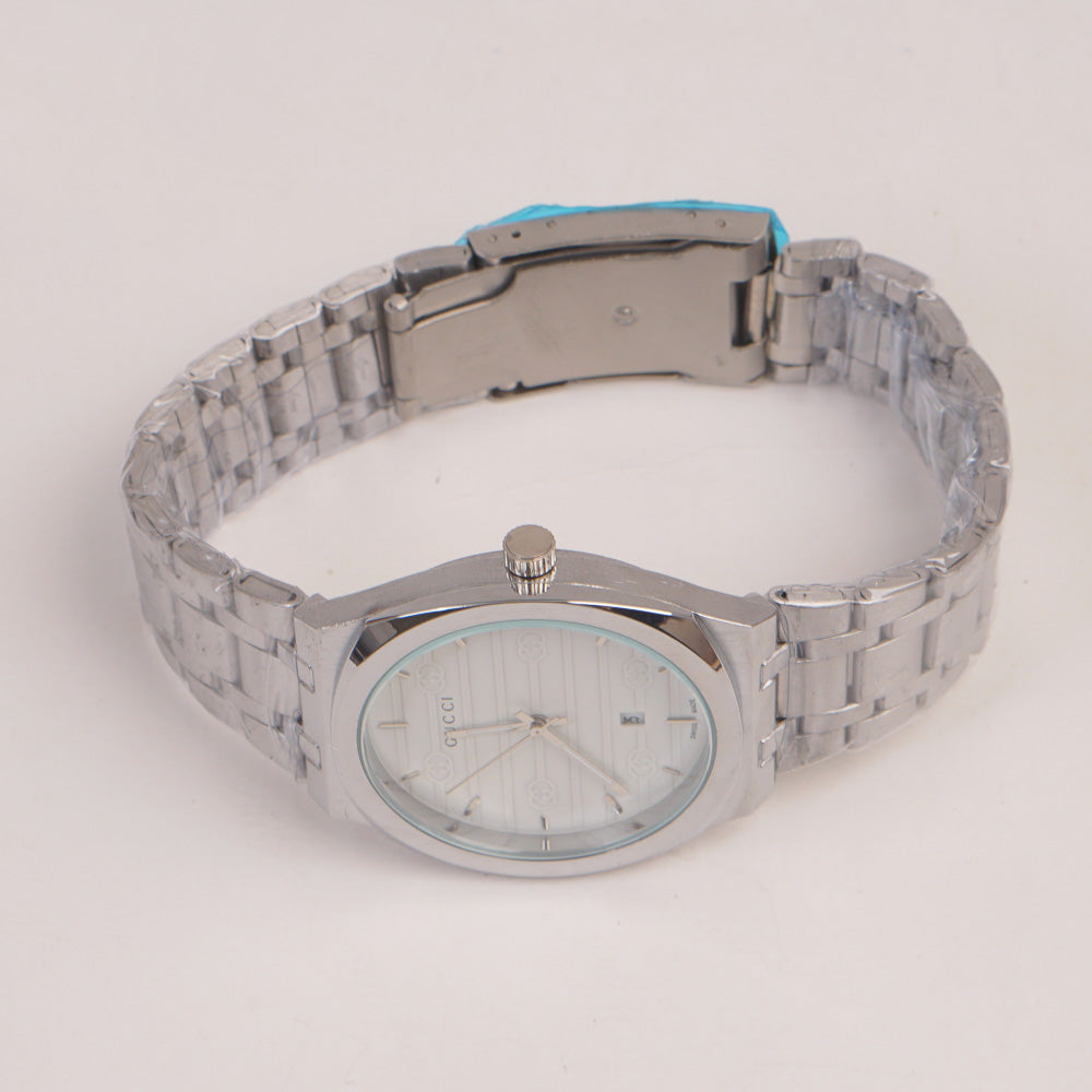 Mens Chain Silver Wrist Watch White Dial