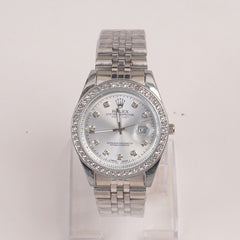 Mens Chain Silver Wrist Watch Silver Dial