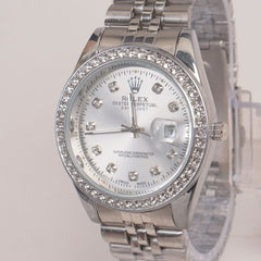 Mens Chain Silver Wrist Watch Silver Dial
