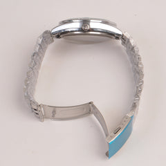 Mens Chain Silver Wrist Watch Blue Dial