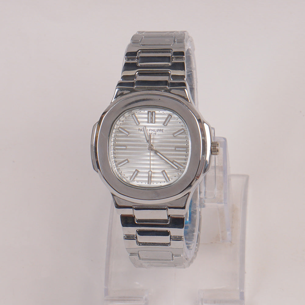 Mens Chain Silver Wrist Watch With Silver Dial