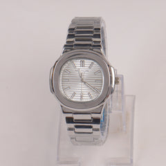 Mens Chain Silver Wrist Watch With Silver Dial