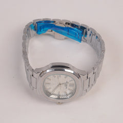Mens Chain Silver Wrist Watch With Silver Dial