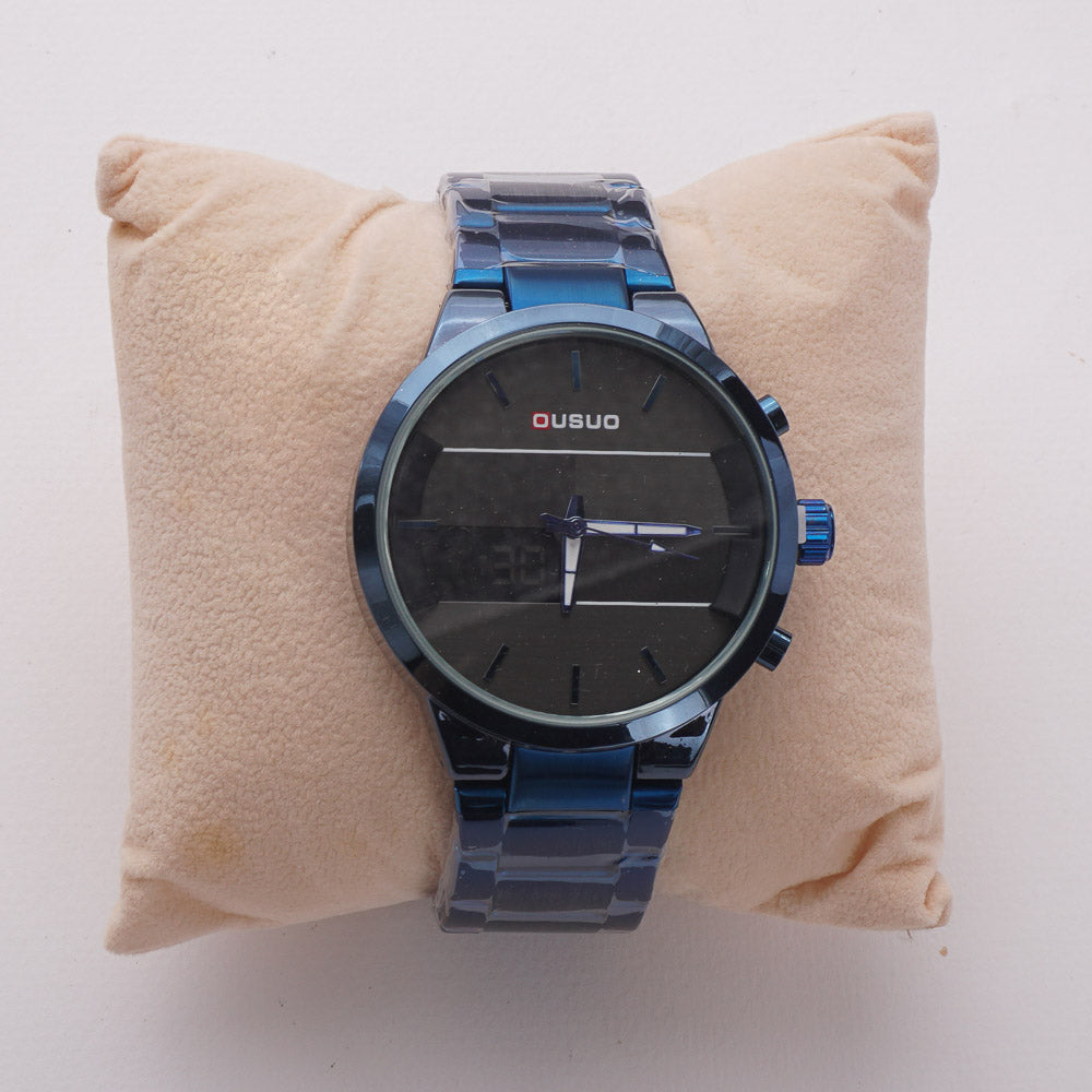 Dual Time Mens Chain Watch Blue