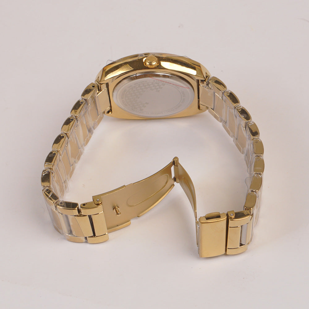 Mens Chain Golden Wrist Watch With Black Dial