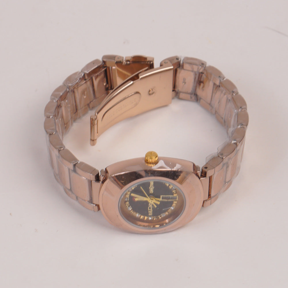 Couple Watches Rosegold Chain with Black Dial
