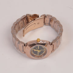 Rosegold Chain Womans Watch Black Dial