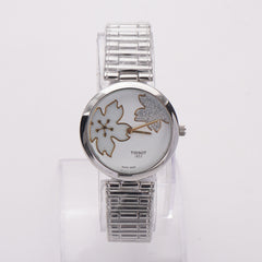 Women Stylish Chain Wrist Watch Silver With White Dial