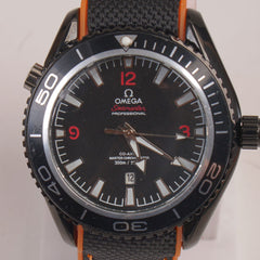 Men's Analogue Wrist Watch Black Dial Black Orange strap