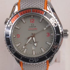 Men's Analogue Wrist Watch Grey Dial Grey Orange strap