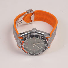 Men's Analogue Wrist Watch Grey Dial Grey Orange strap
