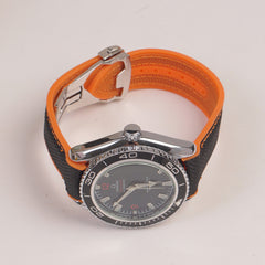 Men's Analogue Wrist Watch Blue Dial Grey Orange strap