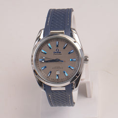Men's Analogue Wrist Watch Grey Dial Blue strap