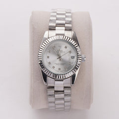 Women's Chain Wrist Watch Silver White Dial