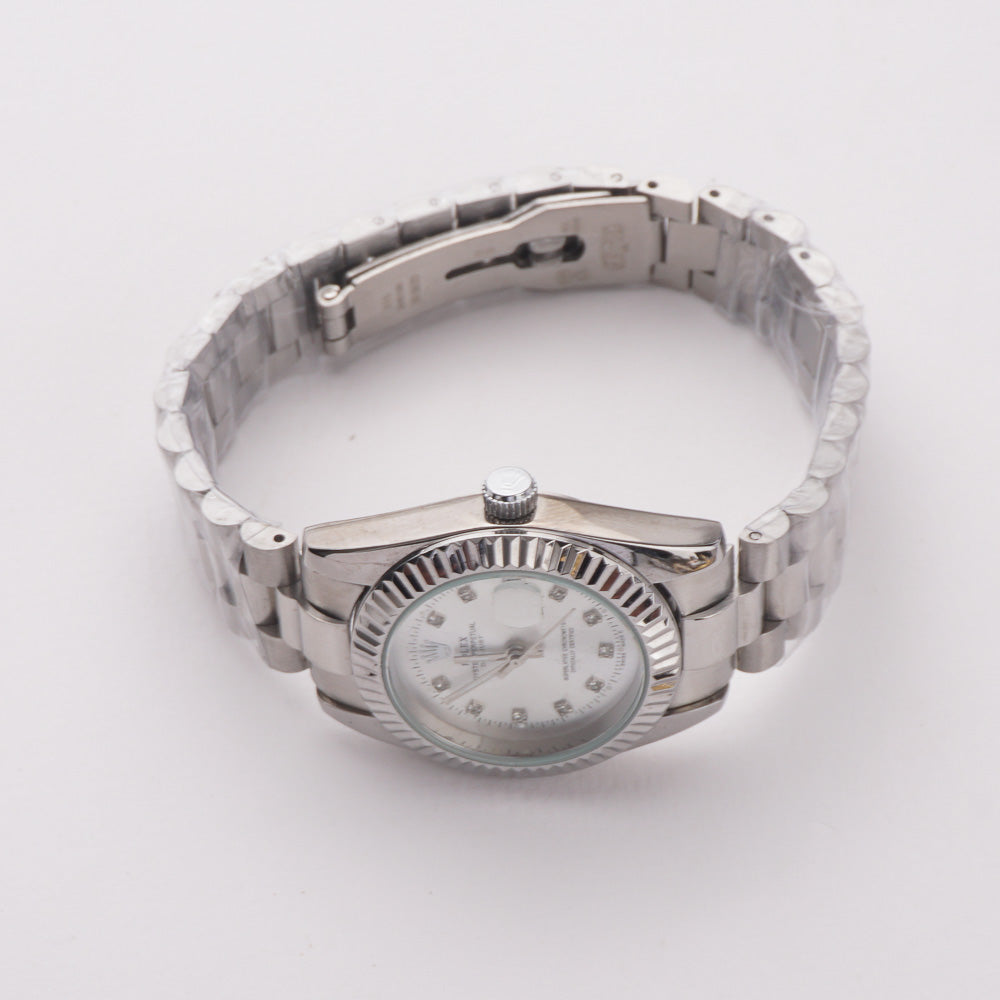 Women's Chain Wrist Watch Silver White Dial