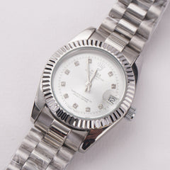 Women's Chain Wrist Watch Silver White Dial