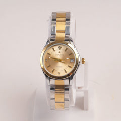 Two Tone Golden Chain Womans Watch Golden Dial