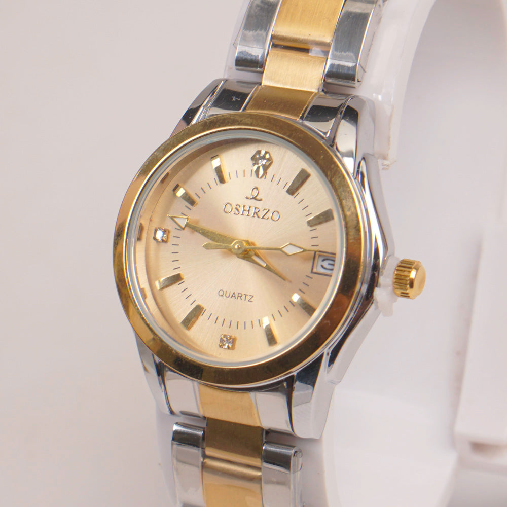 Two Tone Golden Chain Womans Watch Golden Dial