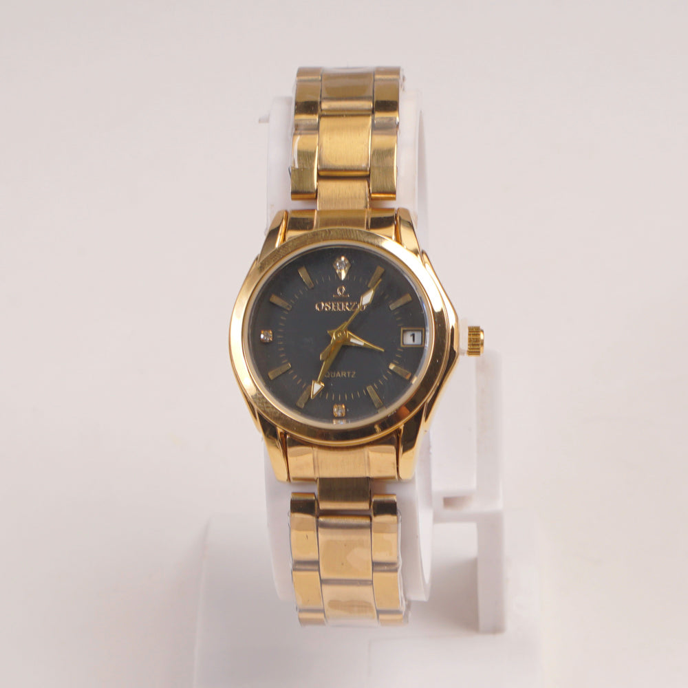 Golden Chain Womans Watch Black Dial