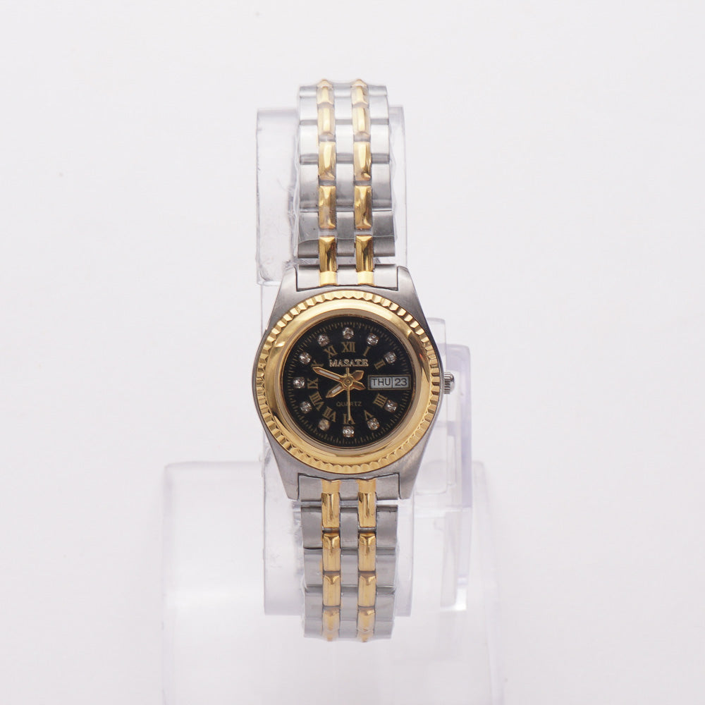 Two Tone Women's Chain Watch Golden Black