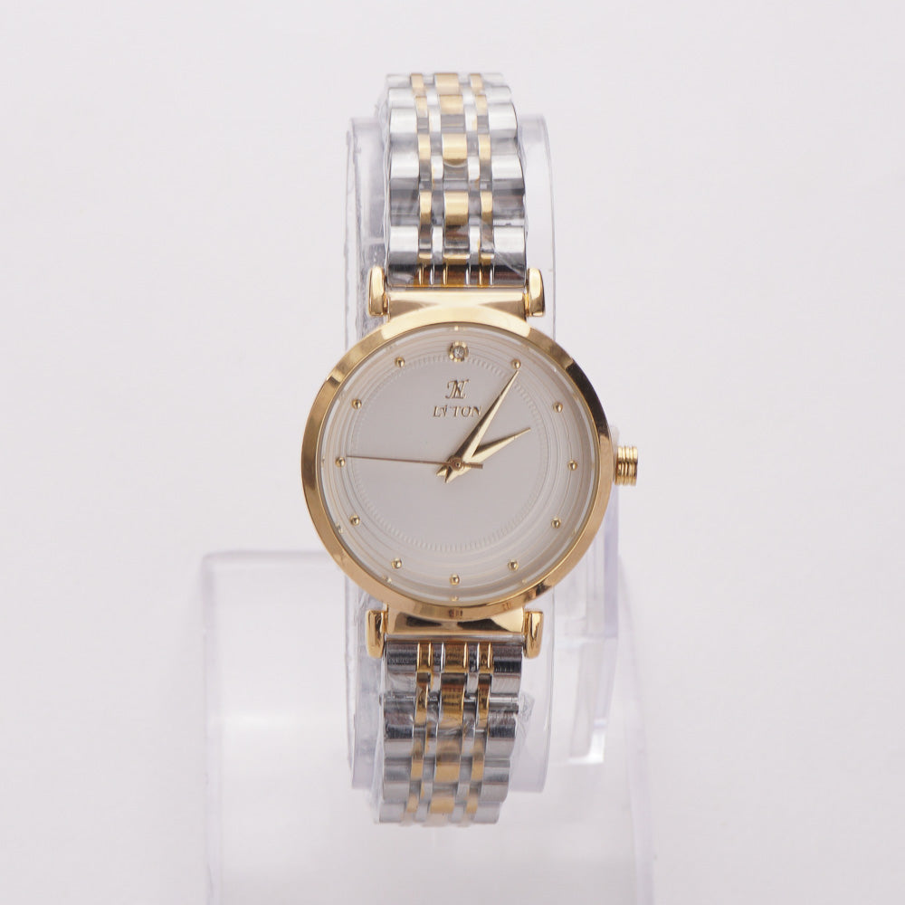 Two Tone Women's Chain Watch Silver-White