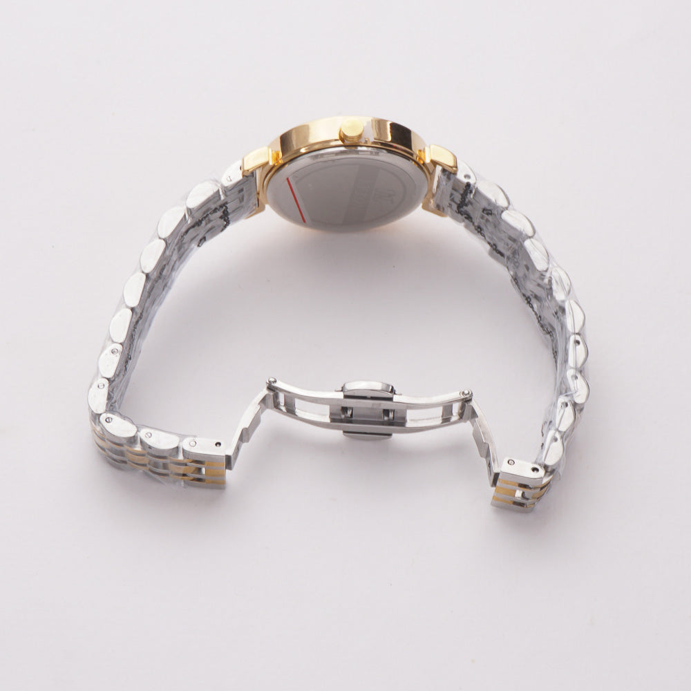 Two Tone Women's Chain Watch Silver-White