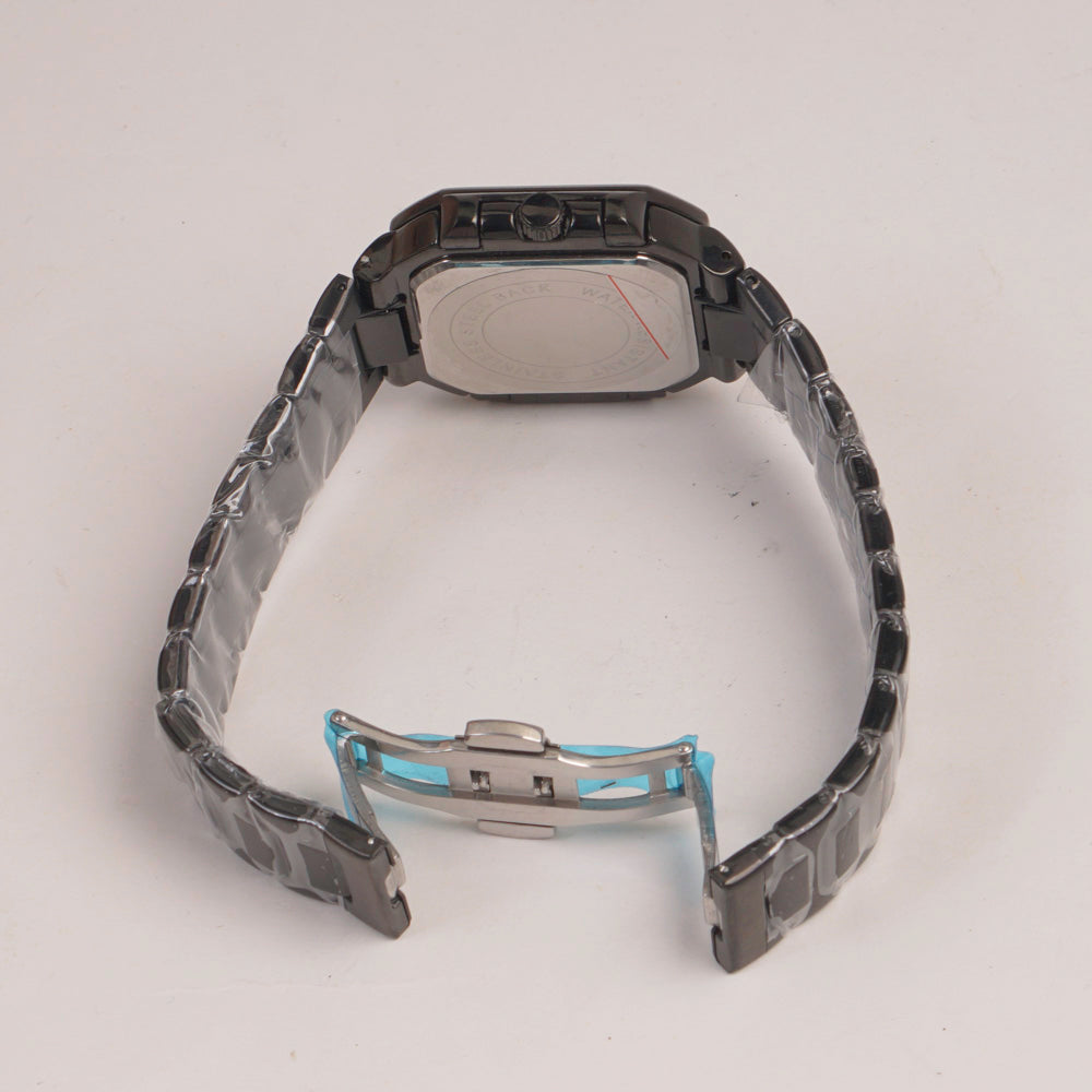Mens Black Chain Square Wrist Watch Black Dial