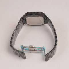 Mens Black Chain Square Wrist Watch Black Dial