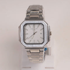 Mens Silver Chain Square Wrist Watch Dial