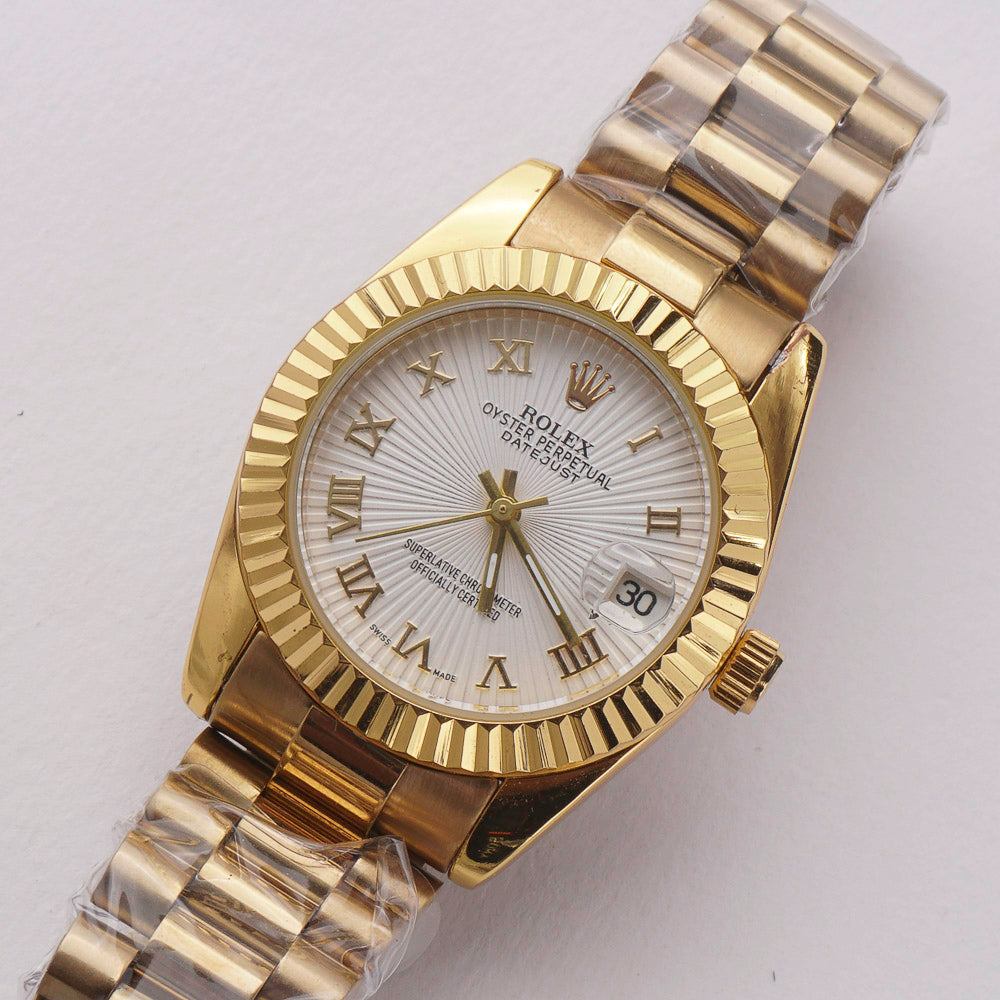 Women's Chain Wrist Watch Golden White Dial